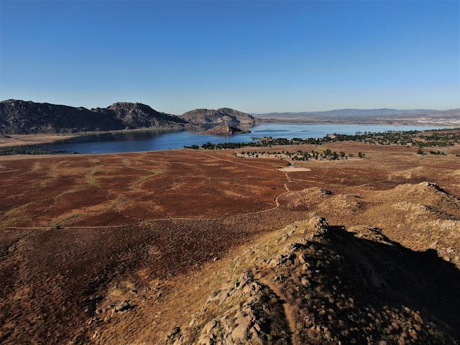 Dog walker Lake Perris Amphitheater and Terri Peak Trailhead Moreno Valley