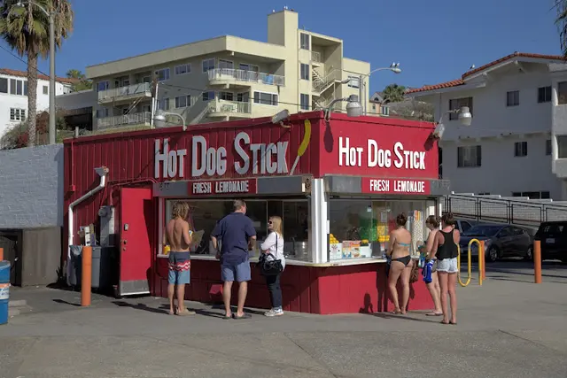 Dog walker Hot Dog on a Stick Santa Monica